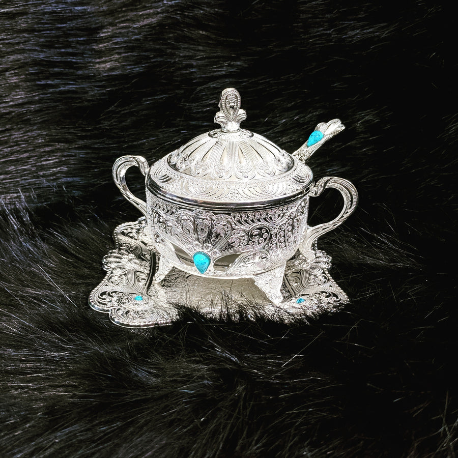Lovely Persian Style Silver Sugar Bowl